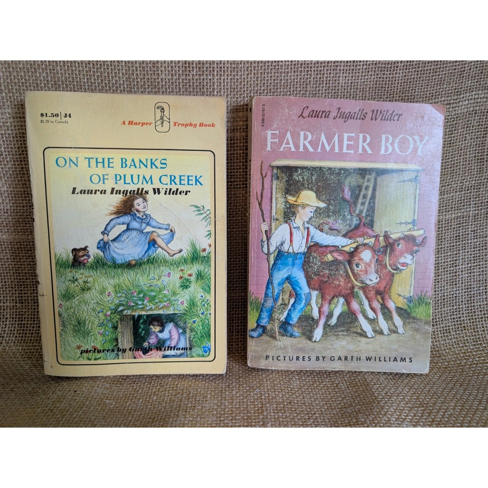 Laura Ingalls Wilder Little House 2 Book Lot Farmer Boy Banks of Plum Creek